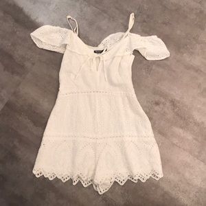White Lace Romper Off the Shoulder